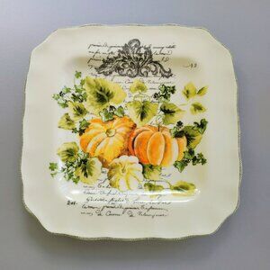 222 Fifth Pumpkin Patch Square Dinner Plate, Fall Autumn Dishes, Dishwasher Safe